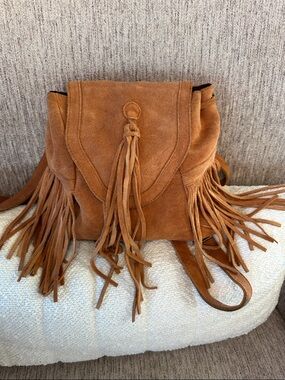Ecote Brown Suede Fringed Bag/backpack.